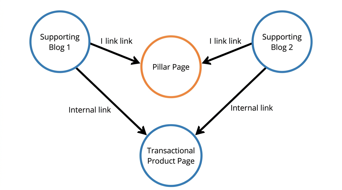 SEO Topic Cluster internal linking structure.