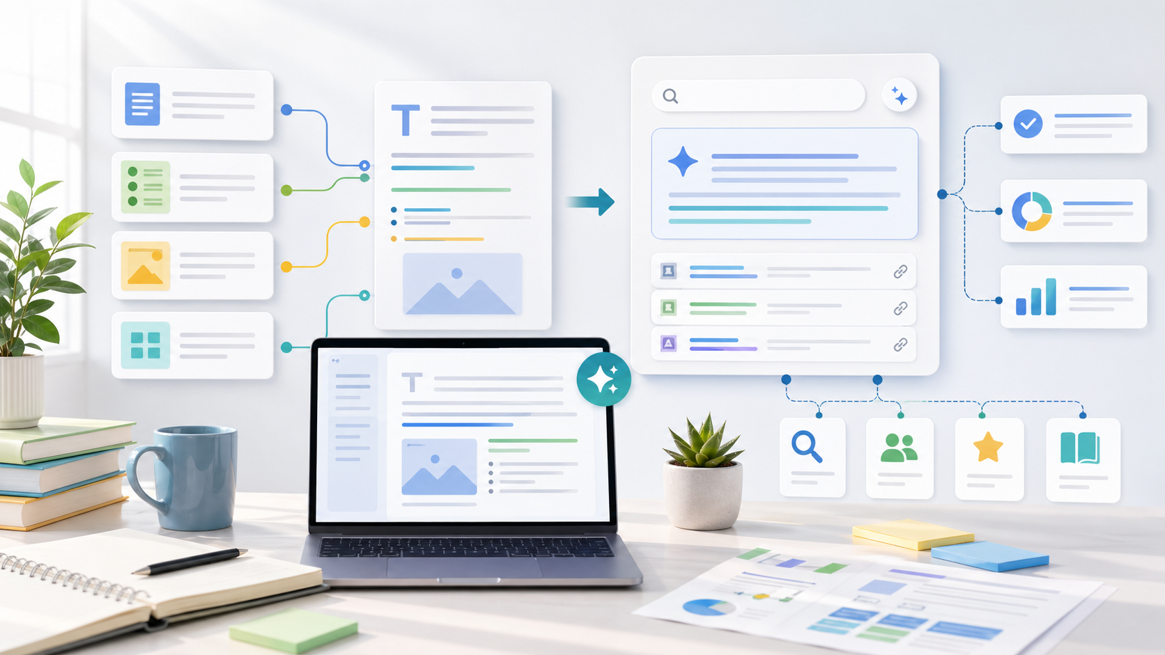 Cover image for guide about optimizing AI-generated articles for Google AI Overviews and AI Mode