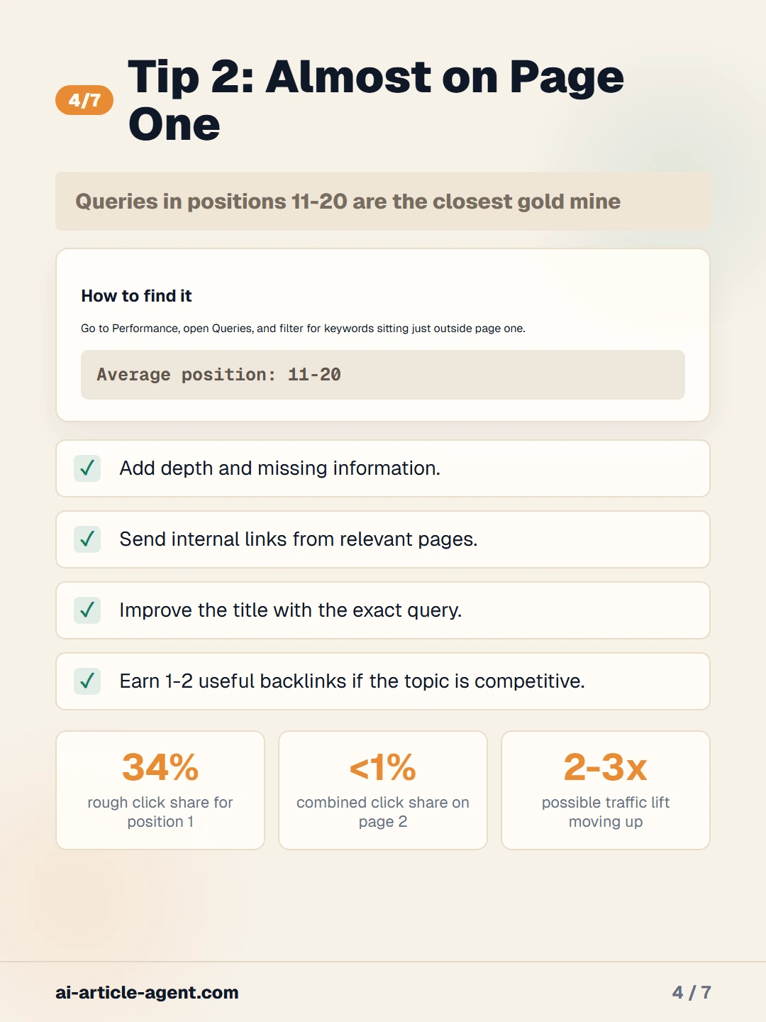 Find queries ranking positions eleven to twenty