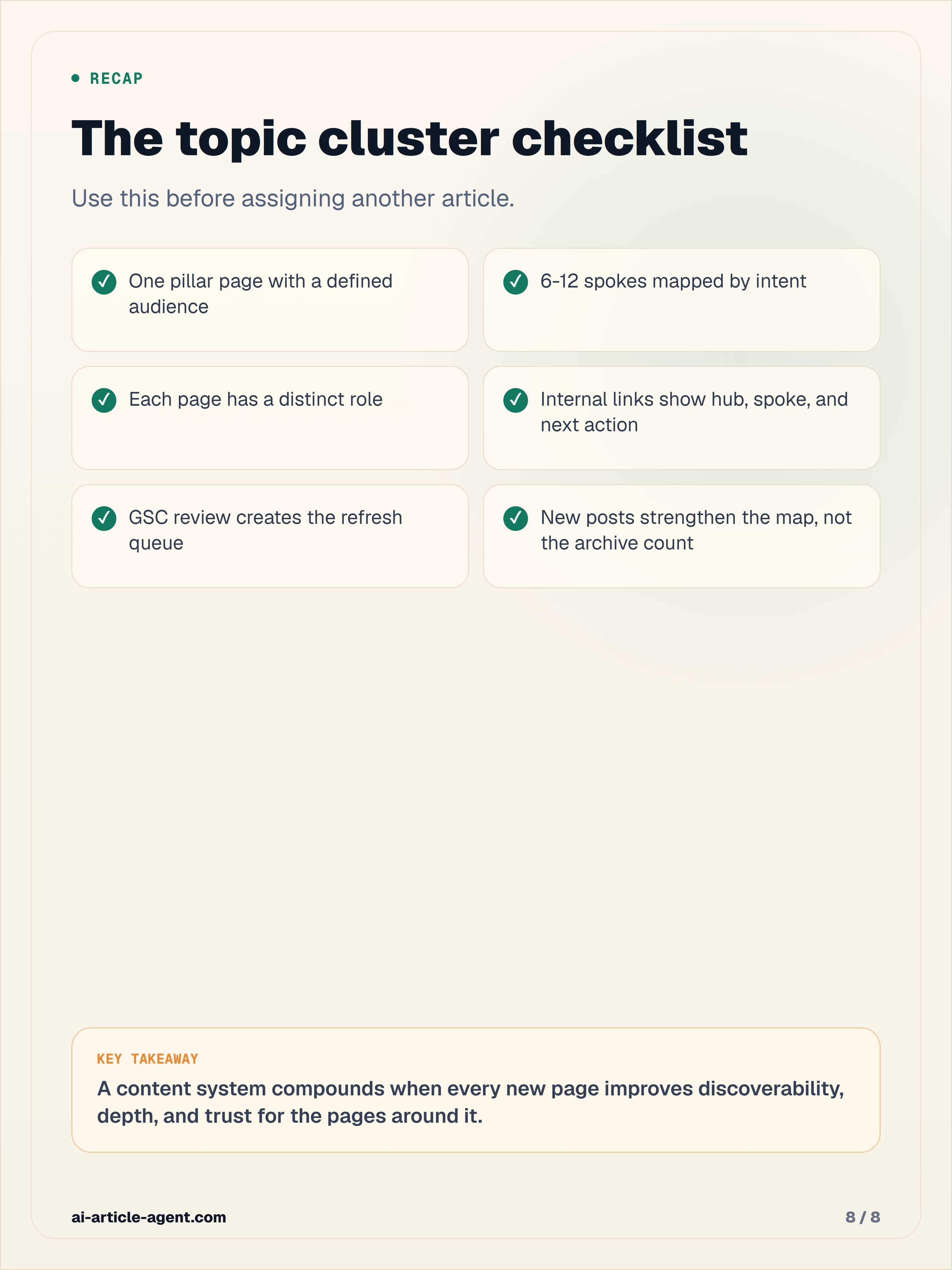 The topic cluster checklist